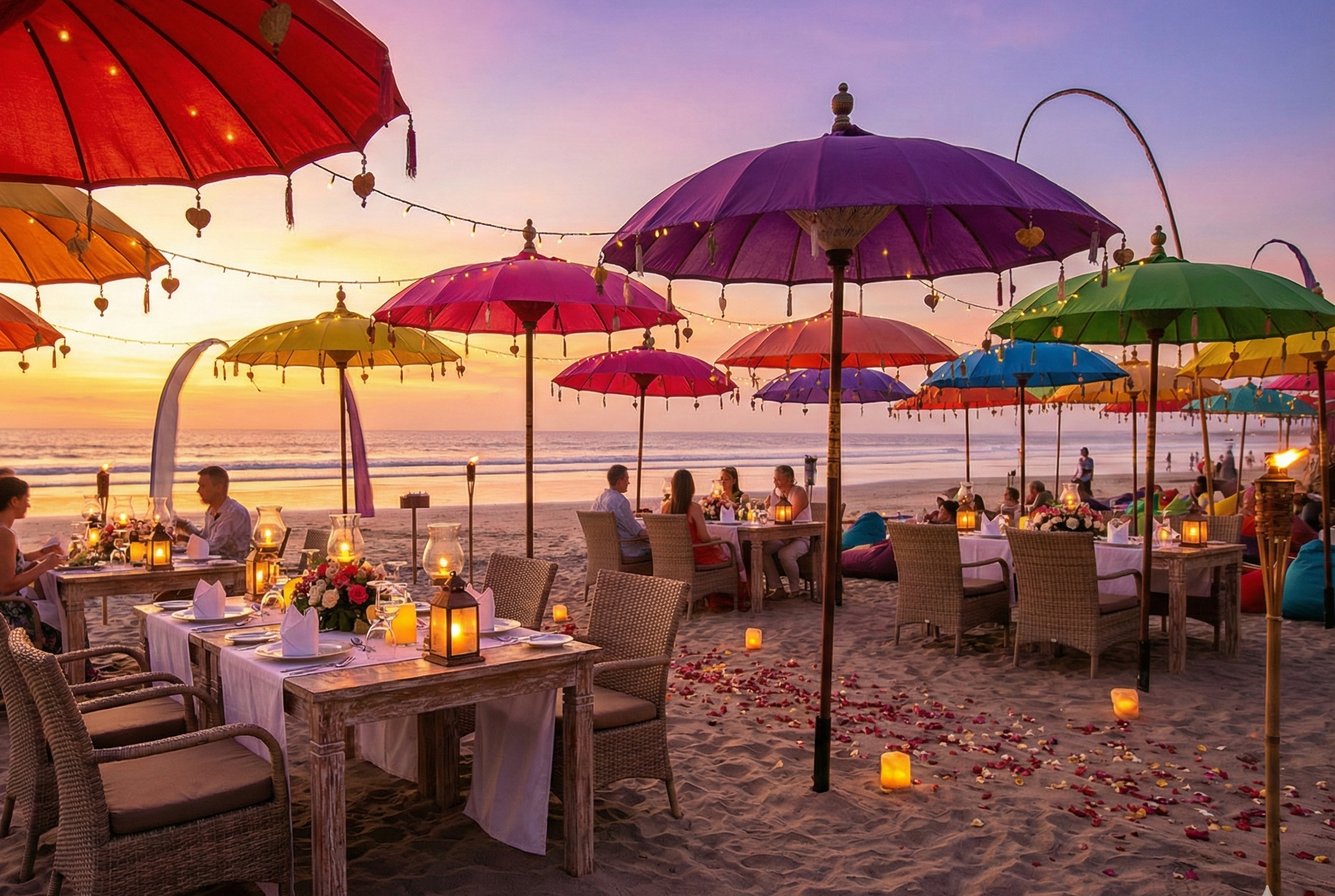 Beach dinner setup or Seminyak sunset.